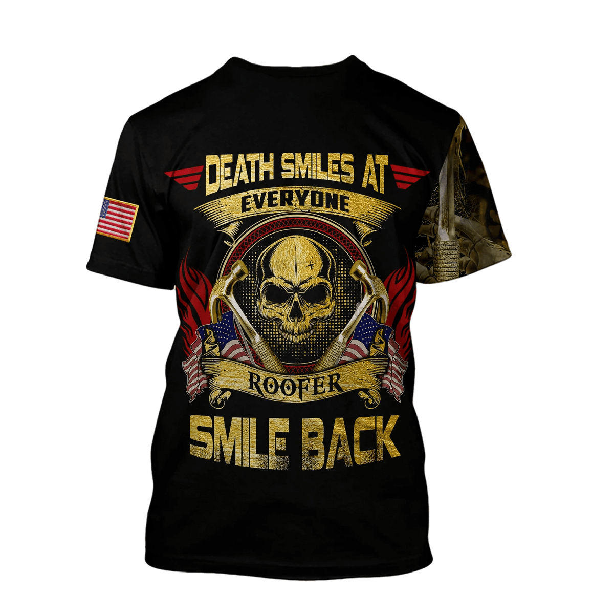 Roofer t-shirt featuring skull american flag all-over print