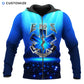 Personalized EMS paramedic zip hoodie featuring blue ems on call for life all-over print, zip-front design