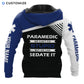 Personalized EMS paramedic hoodie featuring blue and white snake emblem all-over print, back view