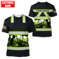 Personalized trucker t-shirt featuring black and yellow truck driver print all-over print, short-sleeve design