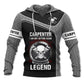 Personalized carpenter hoodie featuring grey black legend skull all-over print