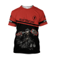 Personalized electrician t-shirt featuring red black electrician skull all-over print