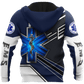 Personalized EMS paramedic hoodie featuring navy and white ems emblem all-over print, back view
