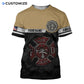 Personalized firefighter t-shirt featuring tan and black fire department all-over print, short-sleeve design