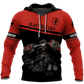 Personalized electrician hoodie featuring red black electrician skull all-over print