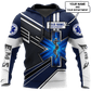Personalized EMS paramedic hoodie featuring navy and white ems emblem all-over print
