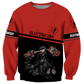 Personalized electrician sweatshirt featuring red black electrician skull all-over print