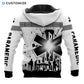Personalized EMS paramedic hoodie featuring black and white paramedic print all-over print, back view