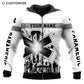 Personalized EMS paramedic zip hoodie featuring black and white paramedic print all-over print, zip-front design