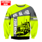 Personalized trucker sweatshirt featuring yellow grey semi truck panel all-over print, crewneck design