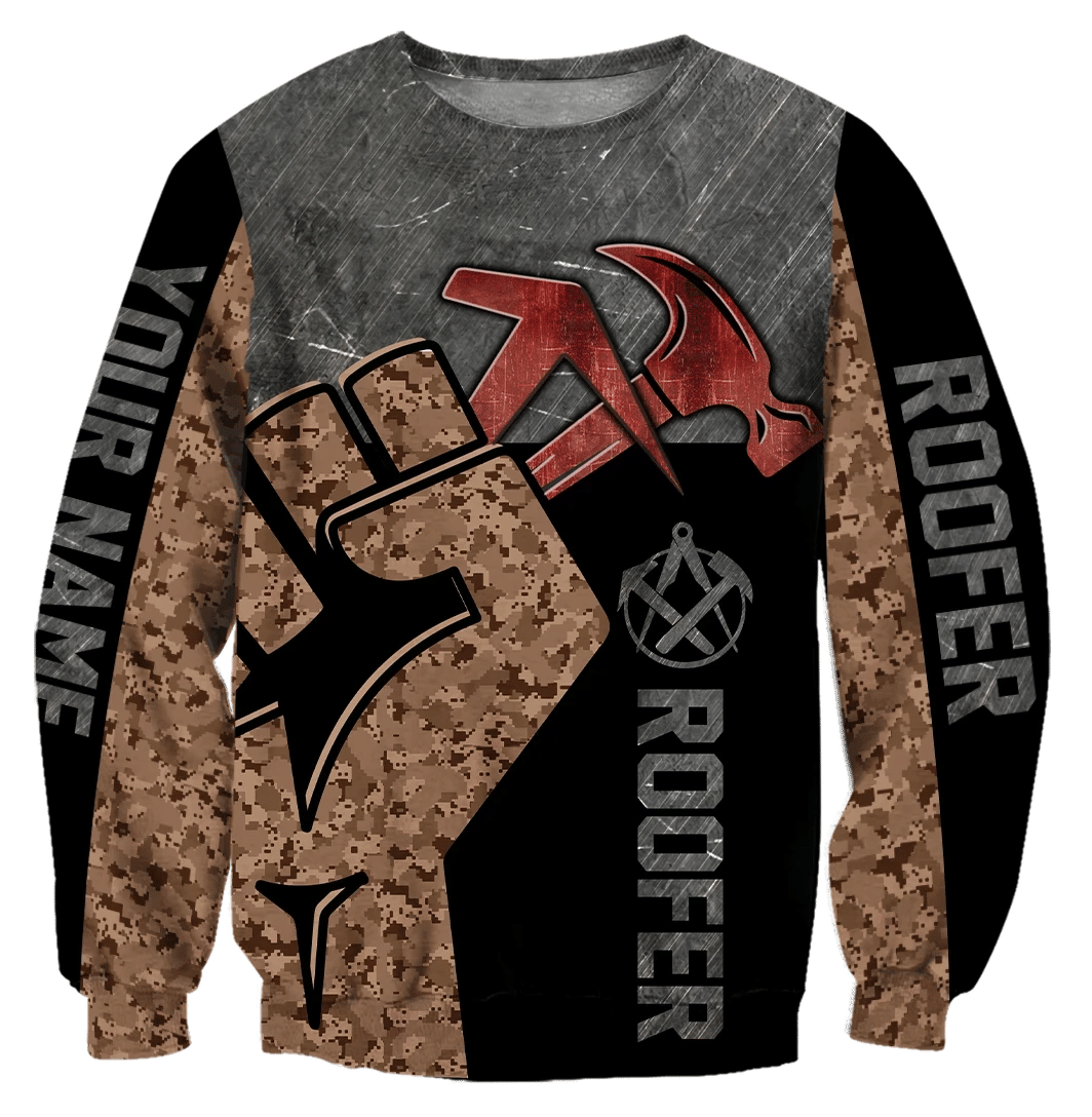 Roofer sweatshirt featuring vintage roofing tools all-over print