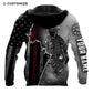 Personalized firefighter hoodie featuring black and white firefighter flag all-over print, back view