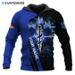 Personalized EMS paramedic hoodie featuring blue star of life lightning all-over print