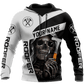 Roofer hoodie featuring black white roofer skull all-over print