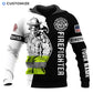 Personalized firefighter hoodie featuring black and white firefighter all-over print