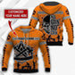 Personalized carpenter hoodie featuring orange carpenter tools badge all-over print