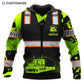 Personalized trucker hoodie featuring black vest print neon yellow sleeves all-over print