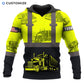 Personalized trucker hoodie featuring yellow black semi truck panels all-over print