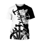 Roofer t-shirt featuring black white tools all-over print