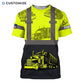 Personalized trucker t-shirt featuring yellow black semi truck panels all-over print, short-sleeve design
