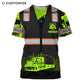 Personalized trucker t-shirt featuring black vest print neon yellow sleeves all-over print, short-sleeve design