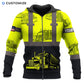 Personalized trucker zip hoodie featuring yellow black semi truck panels all-over print, zip-front design
