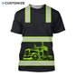 Personalized trucker t-shirt featuring black yellow stripe semi truck all-over print, short-sleeve design