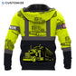 Personalized trucker hoodie featuring yellow black semi truck panels all-over print, back view