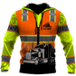 Personalized trucker hoodie featuring orange vest print semi truck all-over print