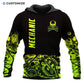 Personalized mechanic hoodie featuring black yellow gear pattern all-over print