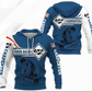 Personalized carpenter hoodie featuring blue white saw badge all-over print