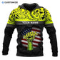Personalized mechanic hoodie featuring yellow gears wrench fist american flag all-over print