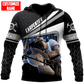 Personalized carpenter hoodie featuring black grey diagonal stripes circular saw all-over print