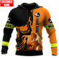 Personalized welder hoodie featuring orange black welding skull all-over print
