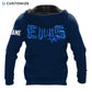 Personalized EMS paramedic hoodie featuring blue emergency snake print all-over print, back view