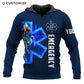 Personalized EMS paramedic hoodie featuring blue emergency snake print all-over print