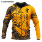 Personalized logger zip hoodie featuring yellow cartoon lumberjack chainsaw all-over print, zip-front design
