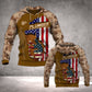 Personalized plumber hoodie featuring tan camouflage American flag plumber all-over print