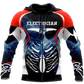 Personalized electrician zip hoodie featuring red white blue skeleton all-over print