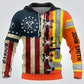 Roofer hoodie featuring american flag orange stripe print all-over print