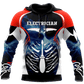 Personalized electrician hoodie featuring red white blue skeleton all-over print