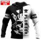 Personalized plumber hoodie featuring black white plumber skull all-over print