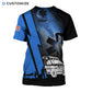 Personalized EMS paramedic t-shirt featuring blue ems ambulance print all-over print, back view