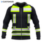 Personalized logger zip hoodie featuring black yellow vest stripe print all-over print, zip-front design