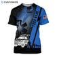 Personalized EMS paramedic t-shirt featuring blue ems ambulance print all-over print, short-sleeve design