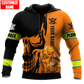 Personalized plumber hoodie featuring orange black plumber skull all-over print