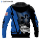 Personalized EMS paramedic hoodie featuring blue ems ambulance print all-over print, back view