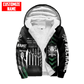 Personalized mechanic fleece zip hoodie featuring skull tool box all-over print, fleece lining shown