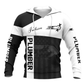 Personalized plumber hoodie featuring black white plumbing tools all-over print