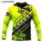Personalized logger hoodie featuring neon yellow black chainsaw chain all-over print